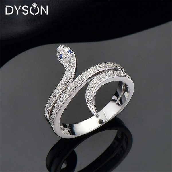 Dyson 925 Sterling Silver Rings For Women Snake Animal Nightclubl Stackable Micro Pave Zirconia Party Ring Girl European Jewelry