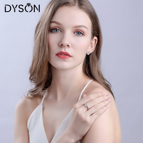 Dyson 925 Sterling Silver Rings Infinity Solitaire Round Clear Zirconia Promise Engagement Rings For Women Bridal Fine Jewelry