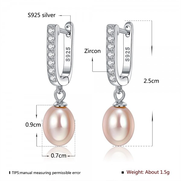 SILVERHOO 925 Sterling Silver Women Stud Earrings Exquisite Large Freshwater Pearl Earrings Female Jewelry Valentine's Day Gifts