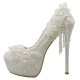 Wedding shoes white wedding dress princess lace photo high heels female rhinestones tassels with large size single shoes